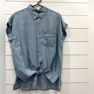 Chambray front tie blouse